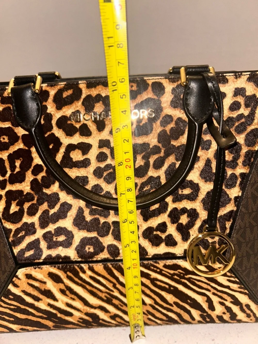 Michael Kors Animal-Print Satchel in Black and Brown - Picture 6 of 13